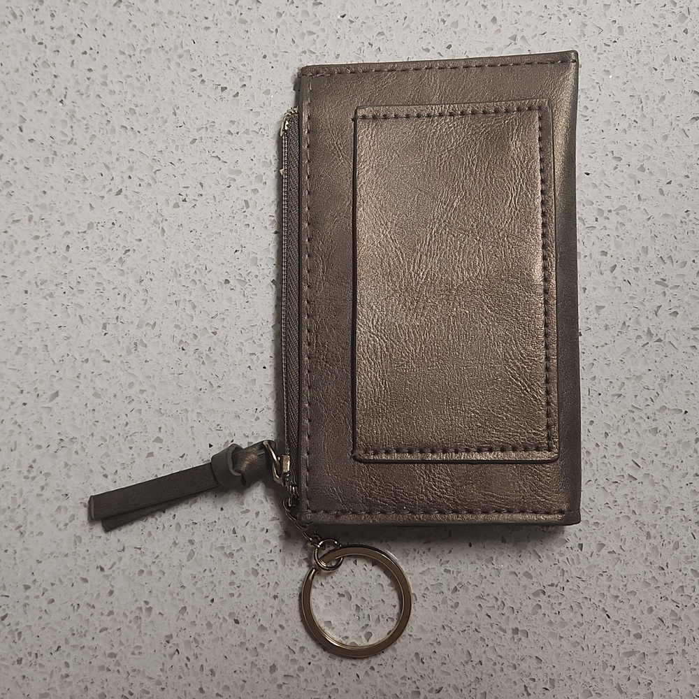 Maurices Taupe & Gold Shimmer Coin Purse Keychain